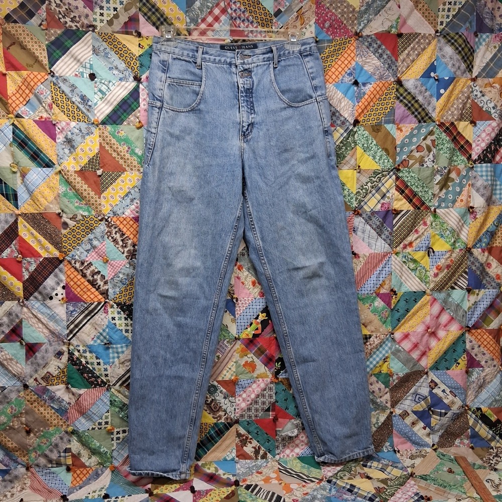 Vintage Guess Jeans Pascal 075 Light Wash Loose Fit Tapered Leg Denim 32x34
